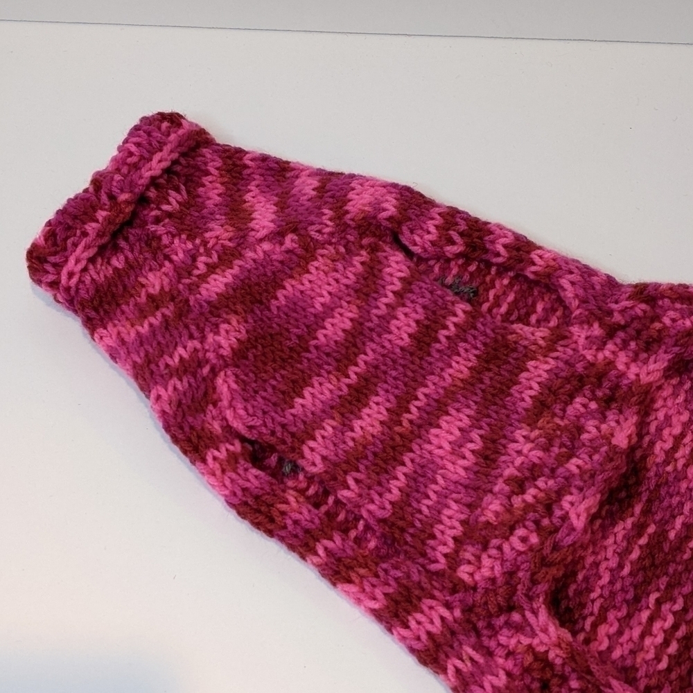 Handmade Hand Knit Pink Marled Dog Sweater Medium - Picture 4 of 5